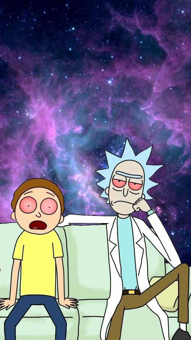 Img Rick And Morty Smoking A Big Cannabis Joint Background