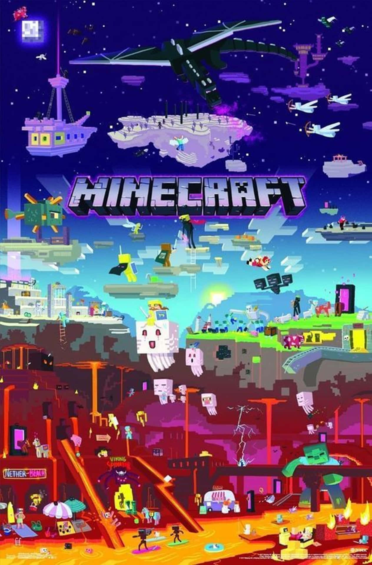 Immerse Into A Blocky World With Minecraft On Android Background