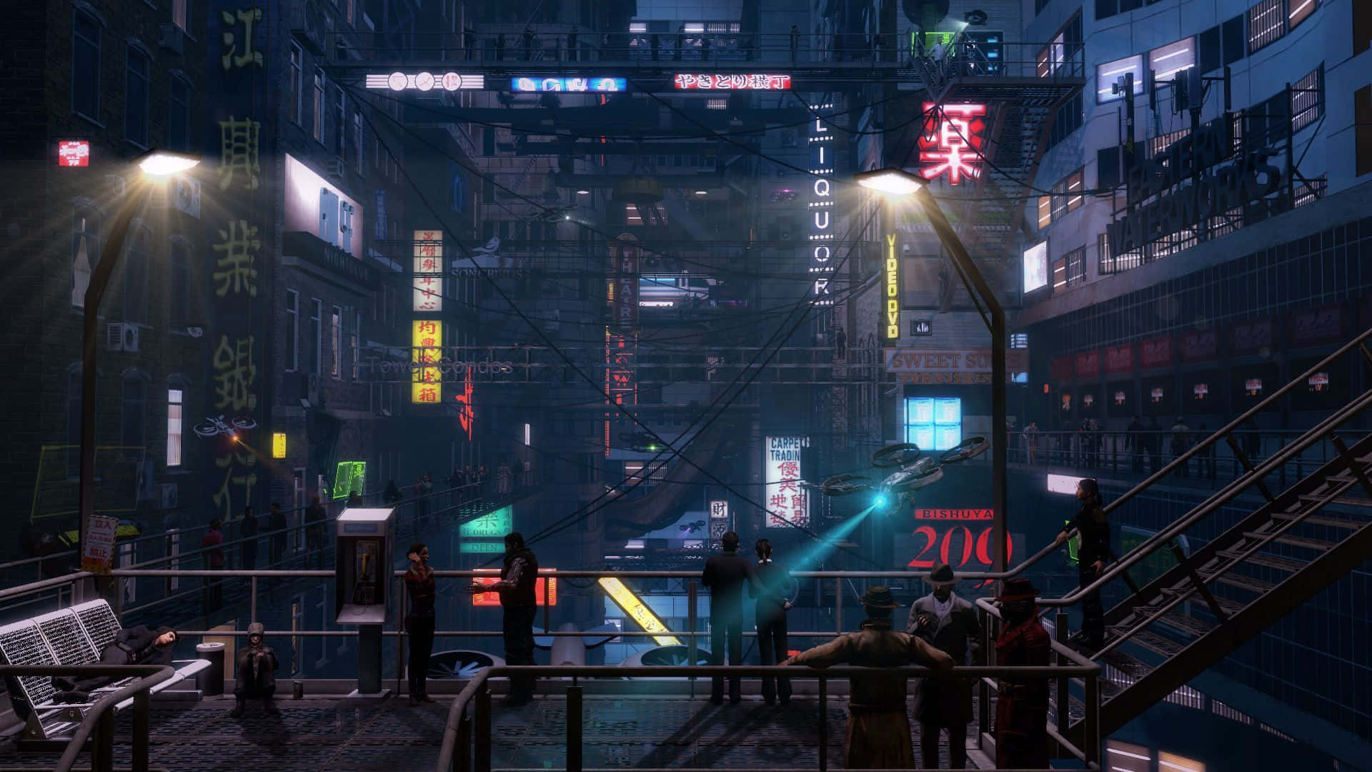 Immerse Yourself In A Dystopian Cyberpunk Pixel Art World Background