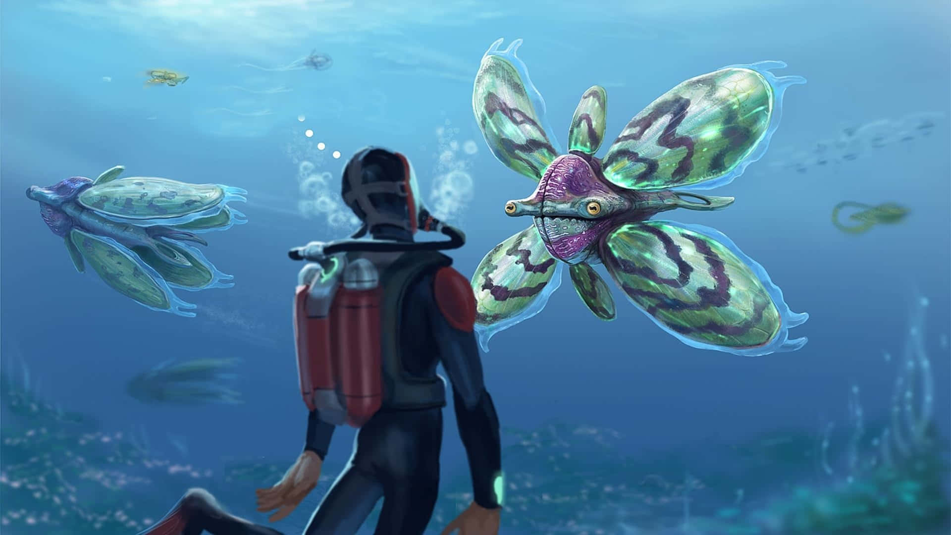 Immerse Yourself In A Vast Underwater World Background
