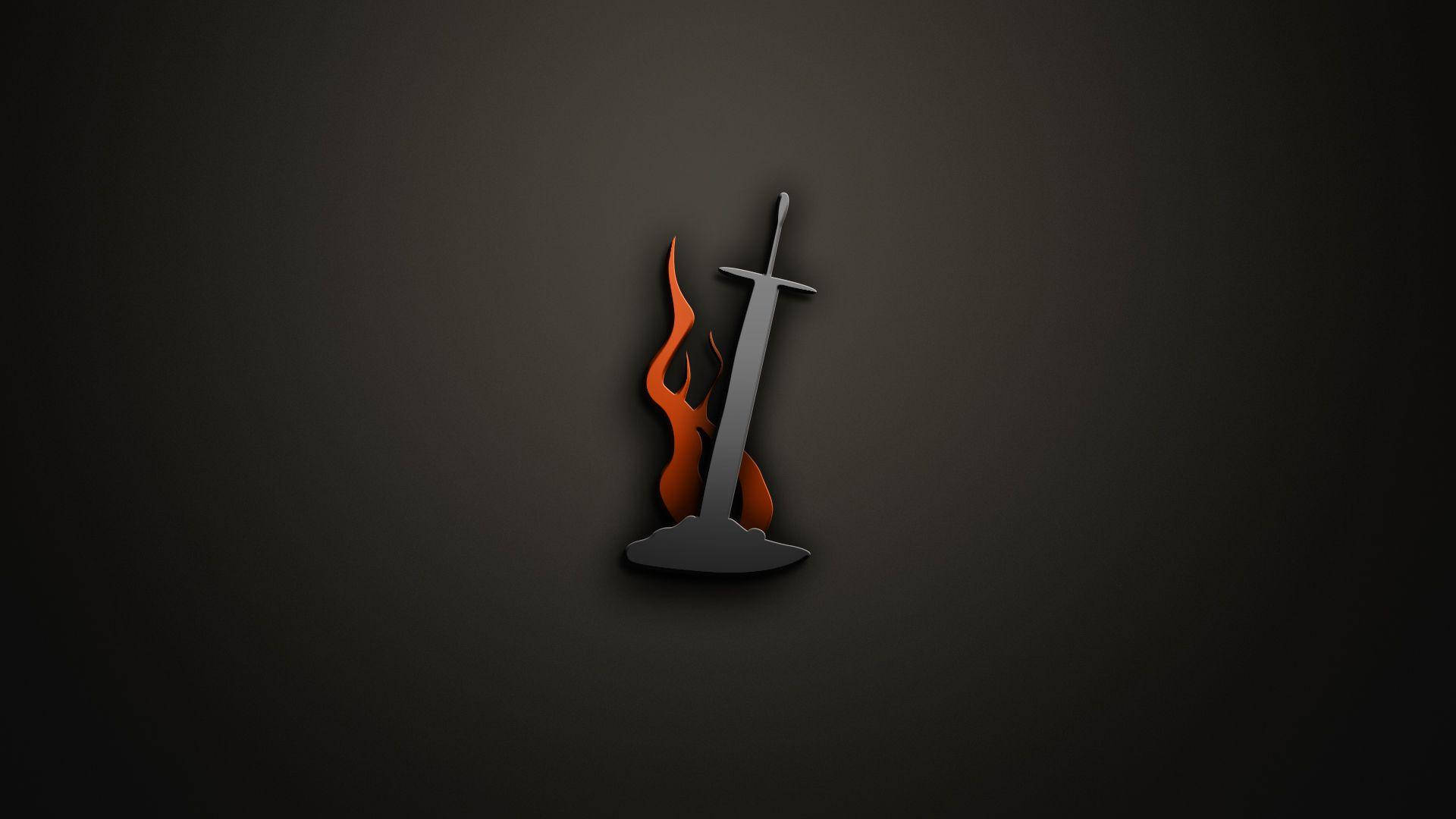 Impaled Flaming Sword Gaming Logo Background