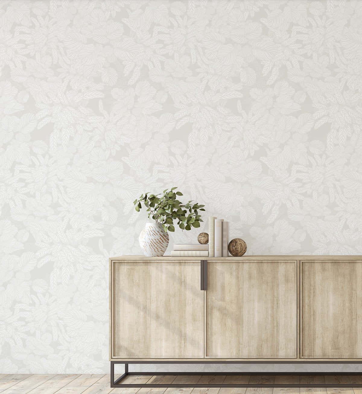 Impartial Gray Vintage Floral Wallpaper Background