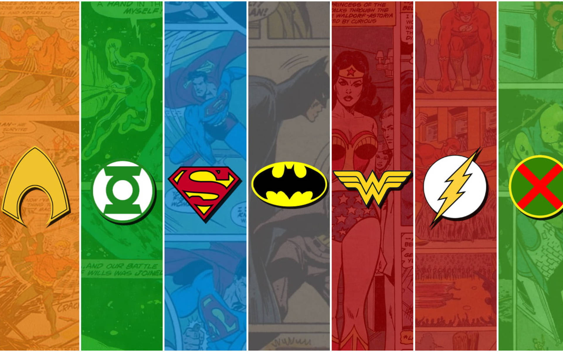 Imposing Batman Logo With Justice League Backdrop Background