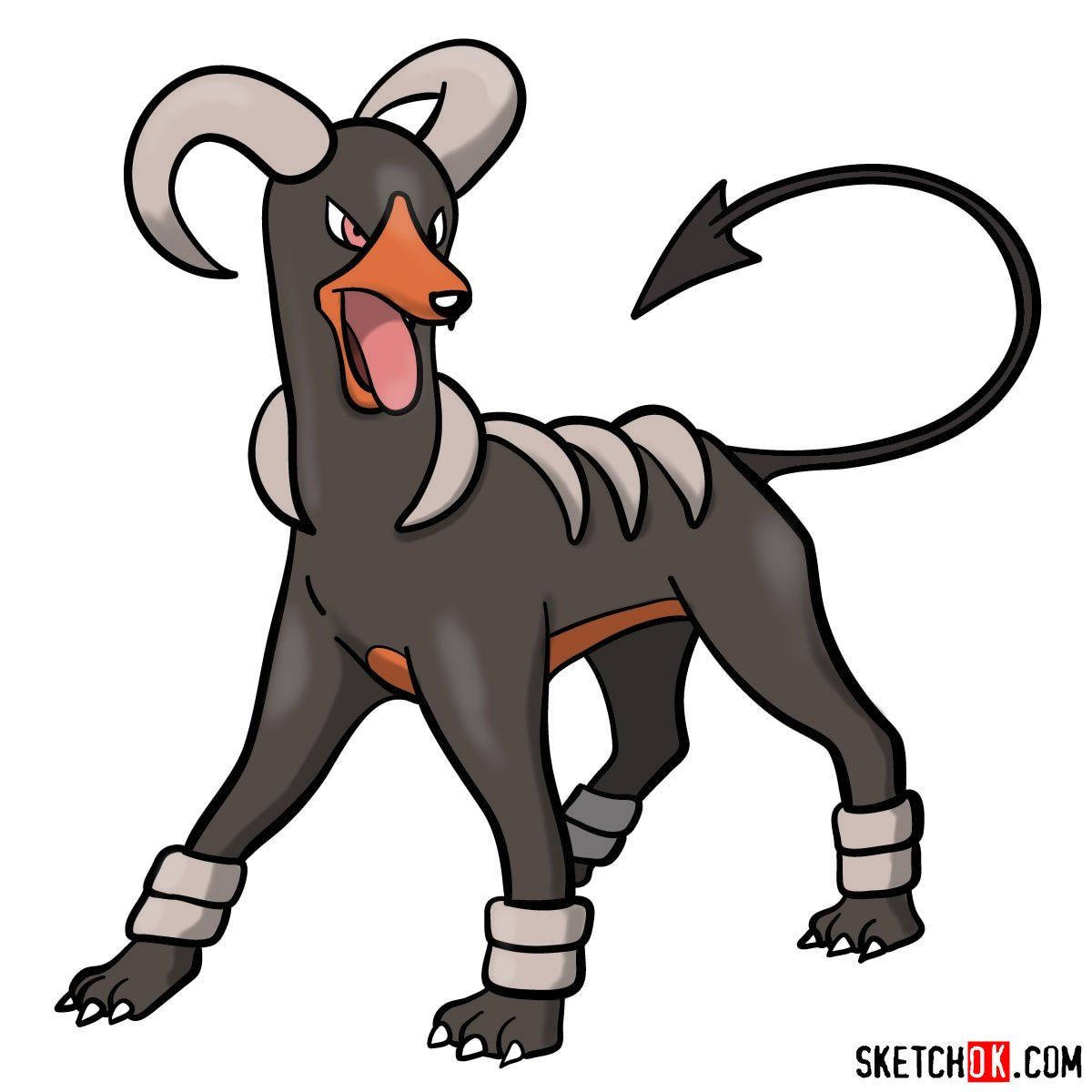 Imposing Houndoom In Action Background