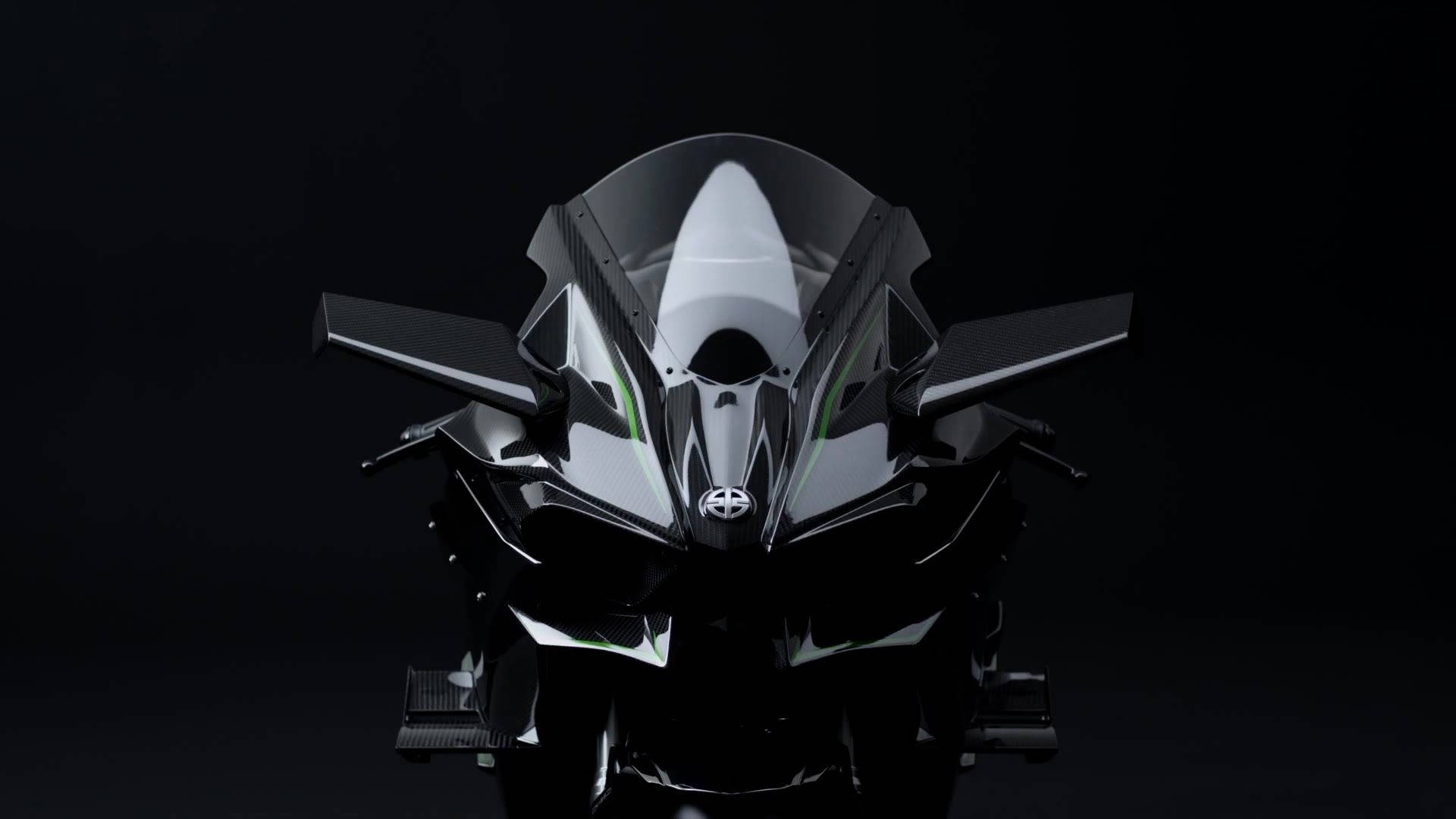Impressive Front Features Of The Black Kawasaki H2r Motorcycle