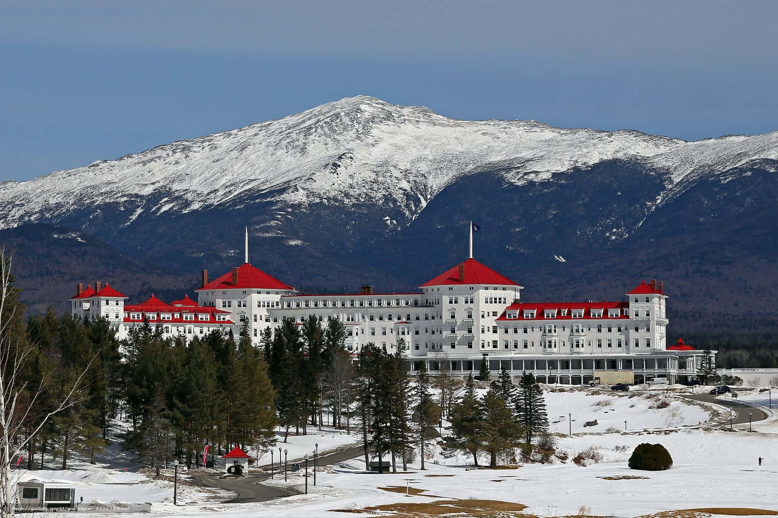 Impressive Omni Mount Washington Resort New Hampshire Winter Landscape Background