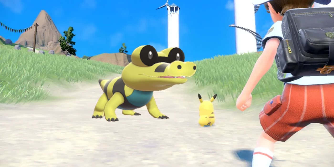 Impressive Shiny Sandile In Pokemon Scarlet Background