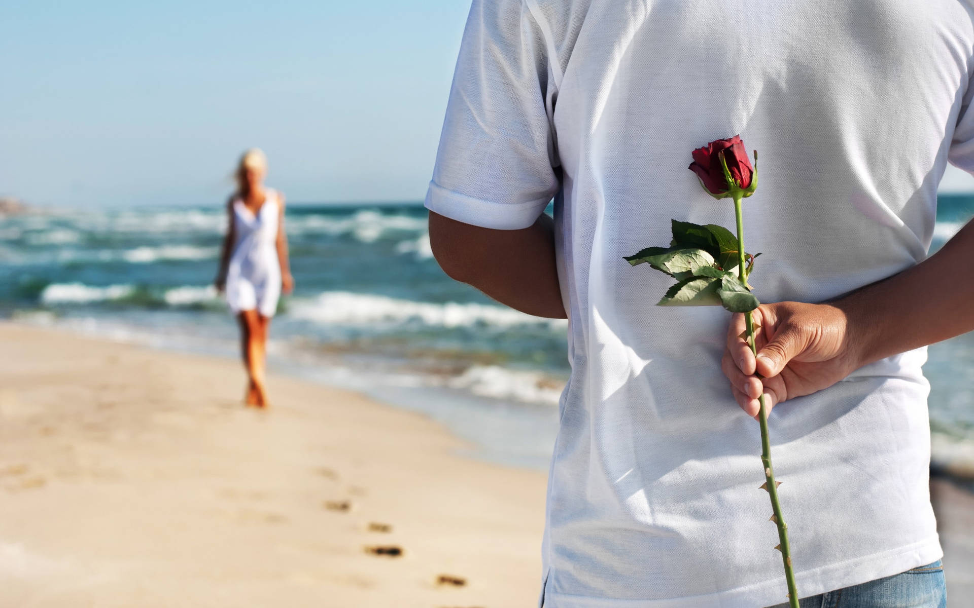 In Love Couples Beach Surprise Background