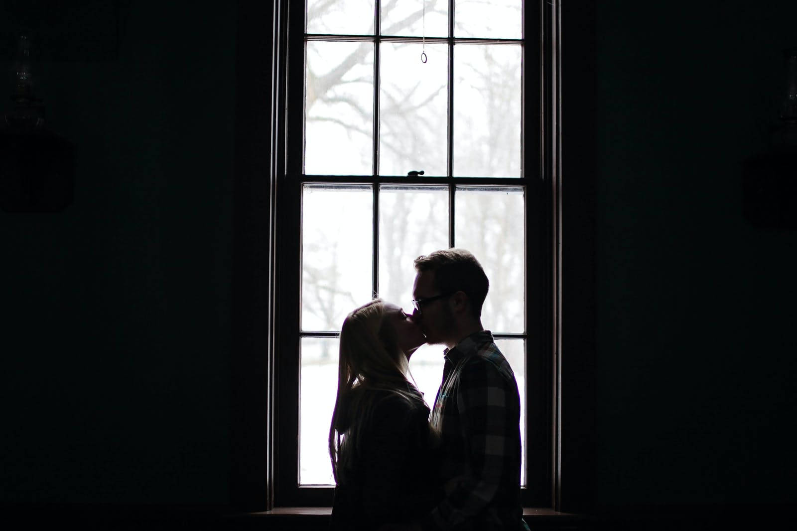 In Love Couples Embracing Silhouette Background