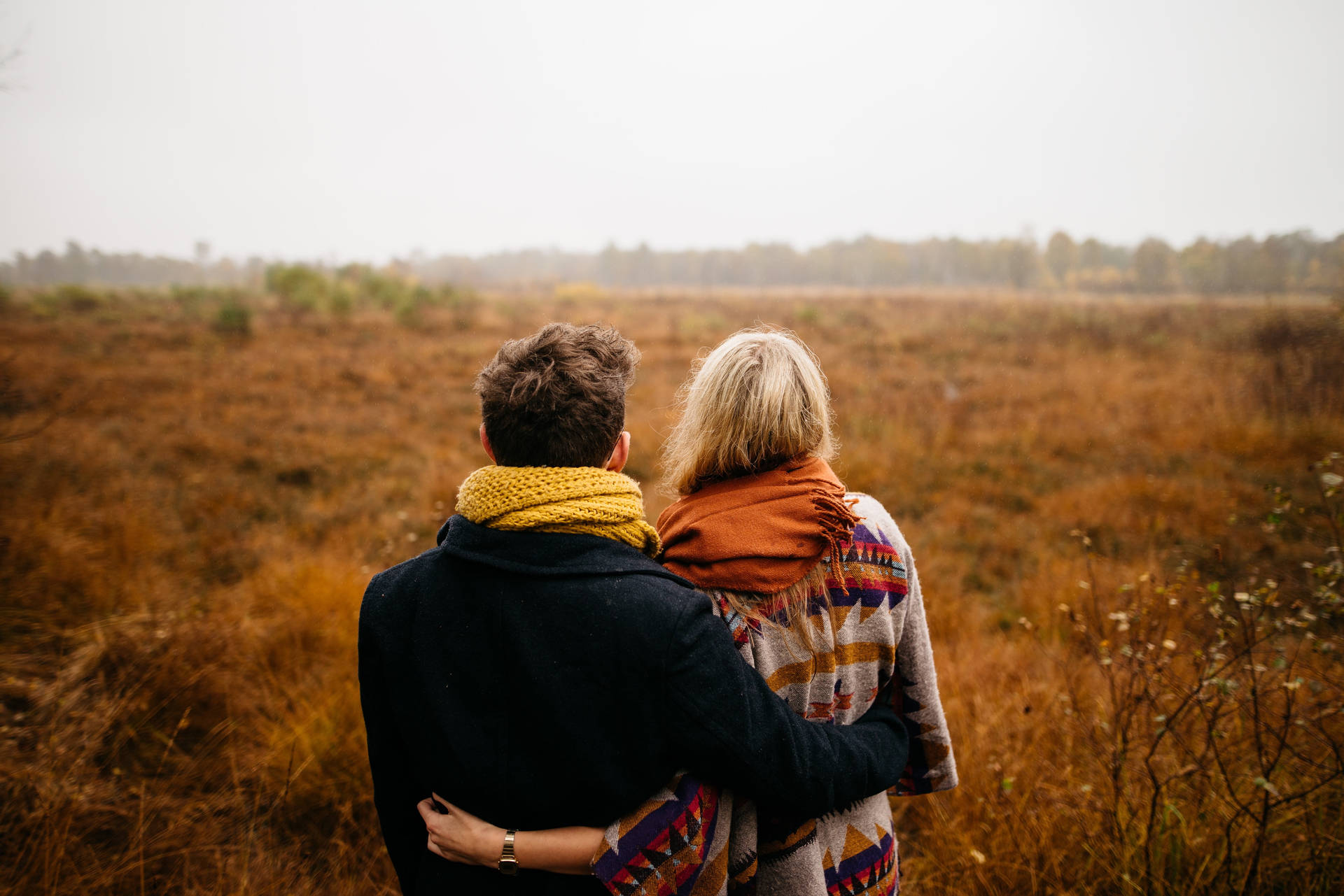 In Love Couples Grass Field Background