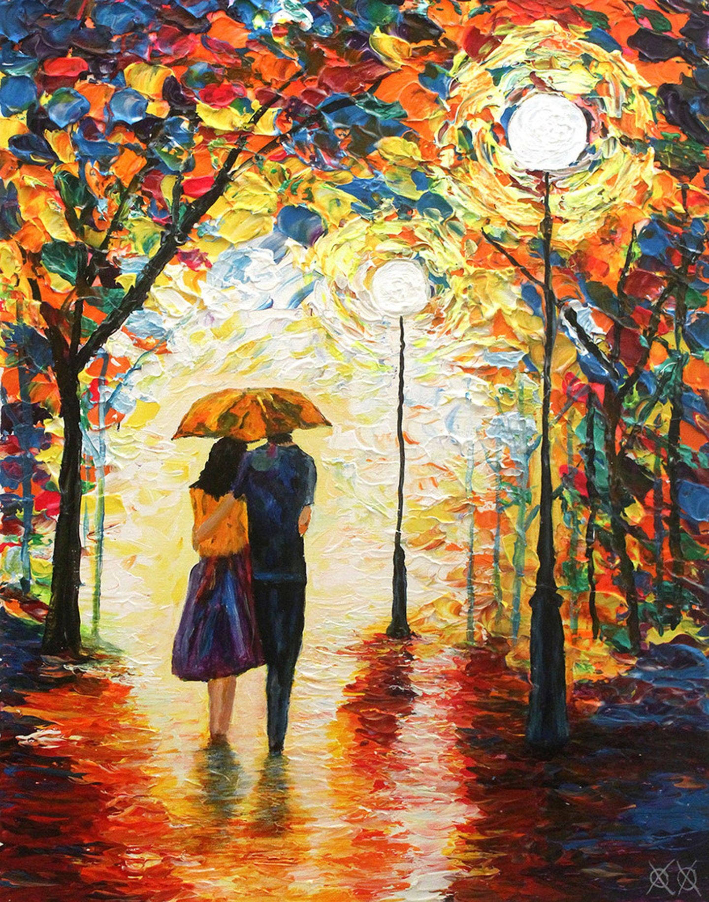 In Love Couples Oil Painting Background