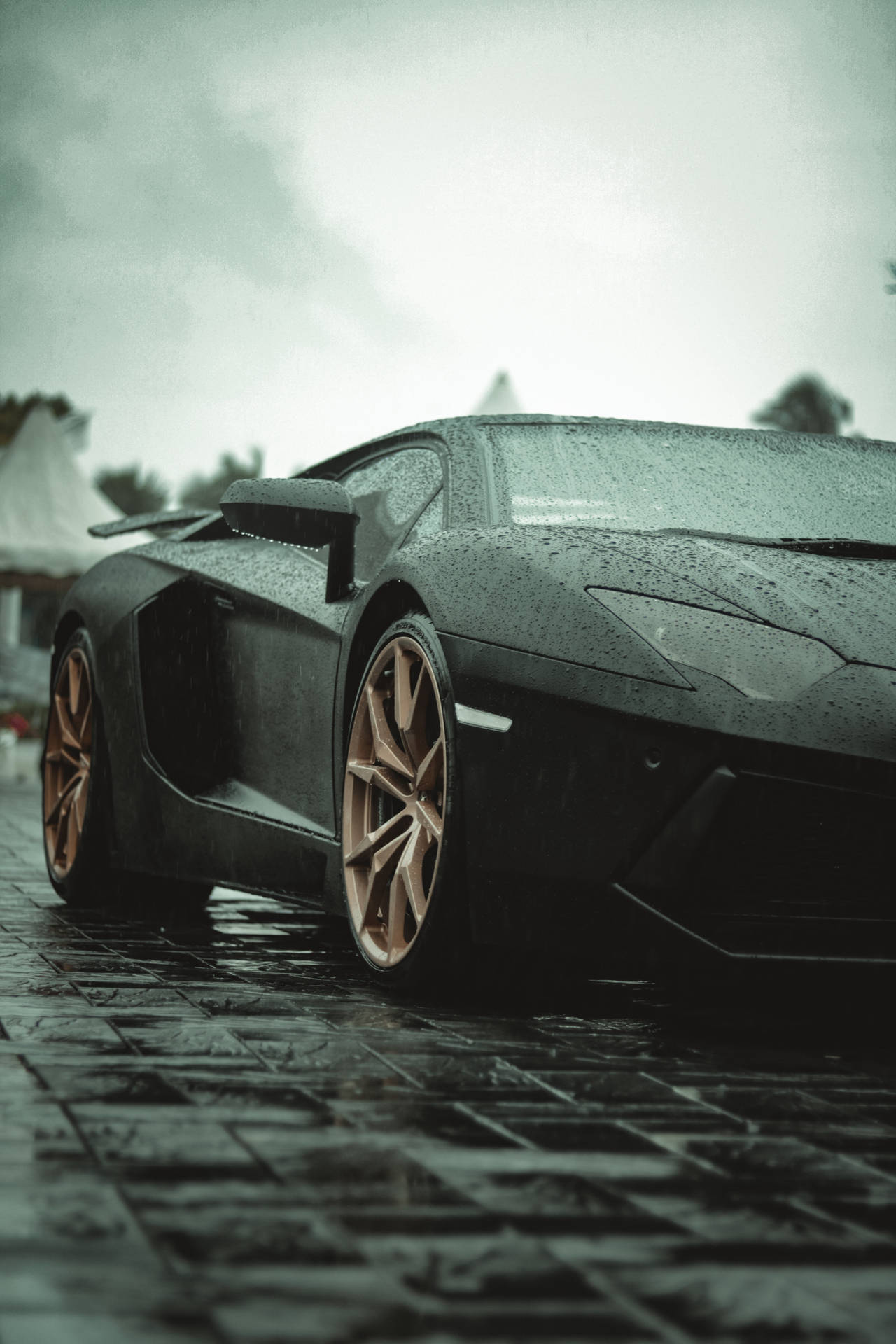 In Rain Lamborghini Galaxy Background