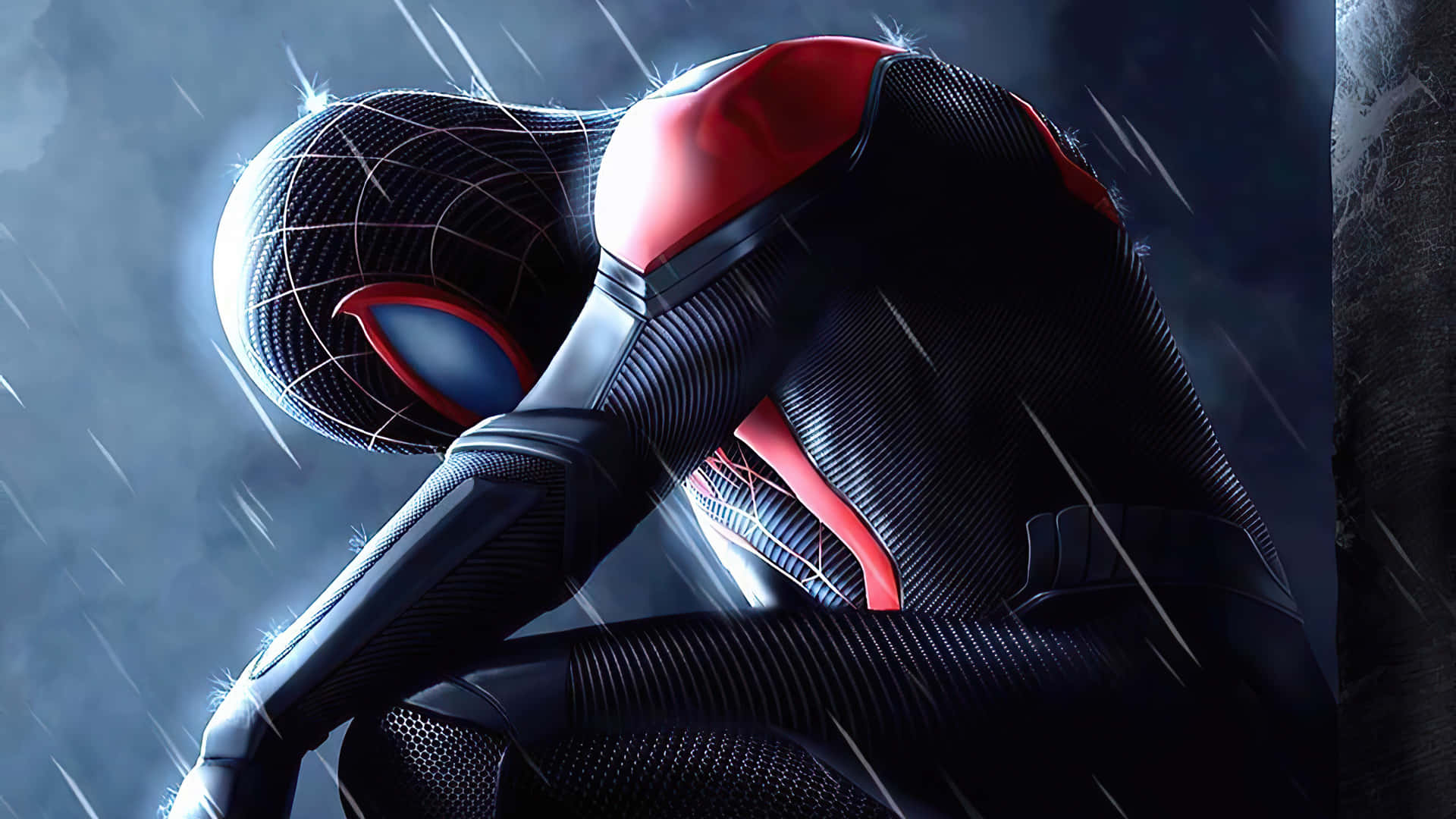 In Rain Spider Man Pfp Background