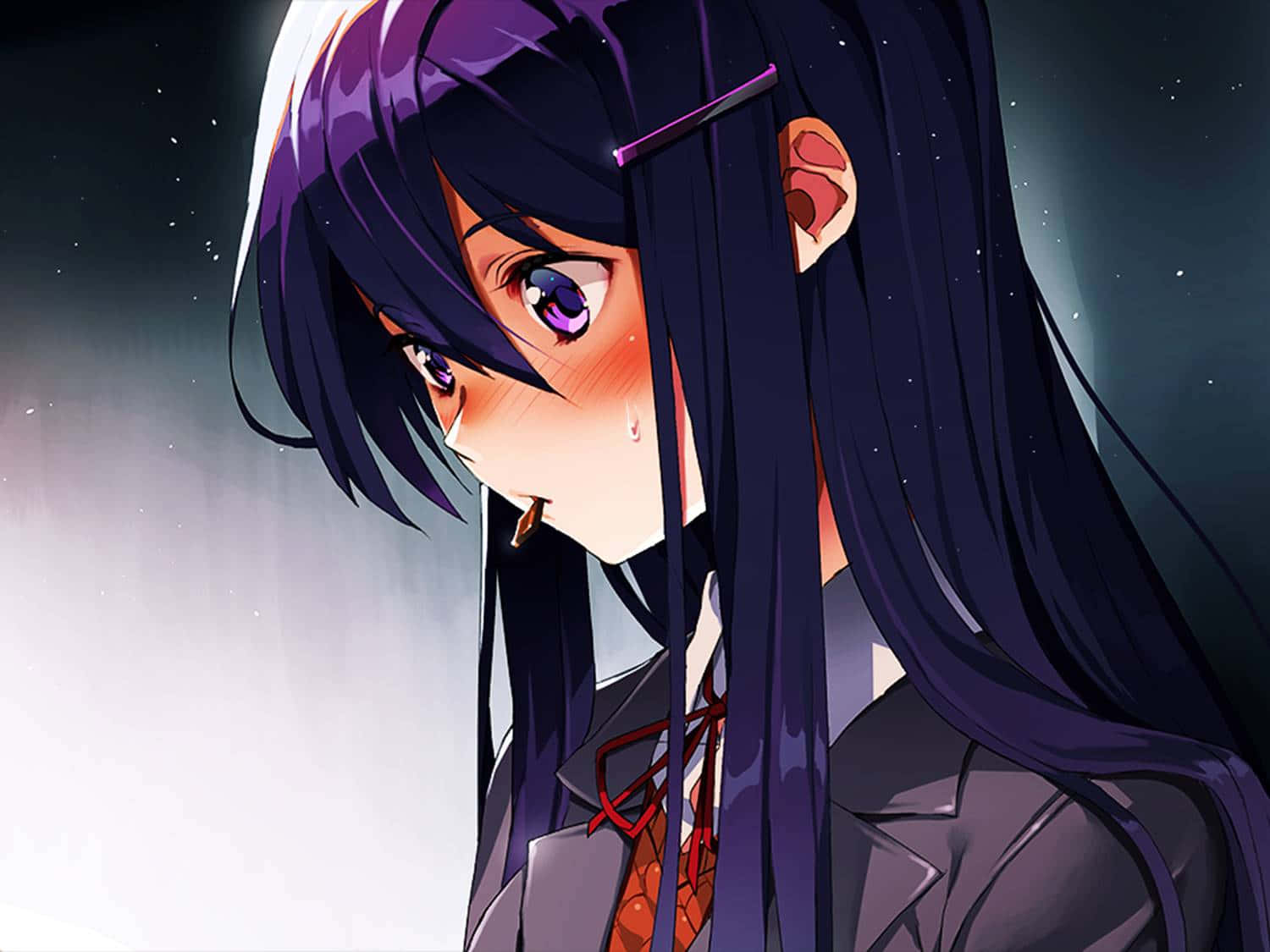 In Tears Yuri Of Doki Doki Literary Club Ddlc Background