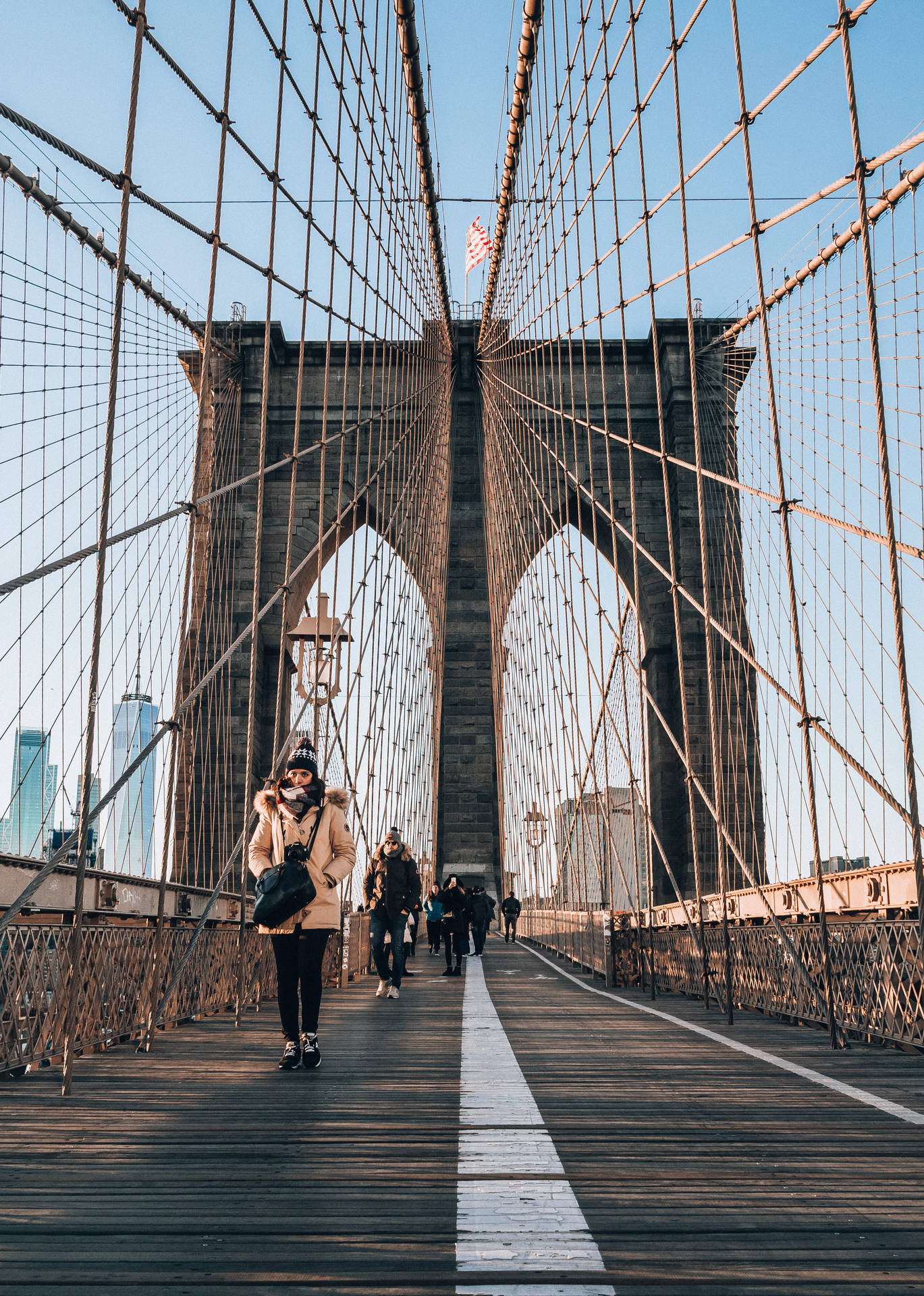 In The Brooklyn Bridge Background