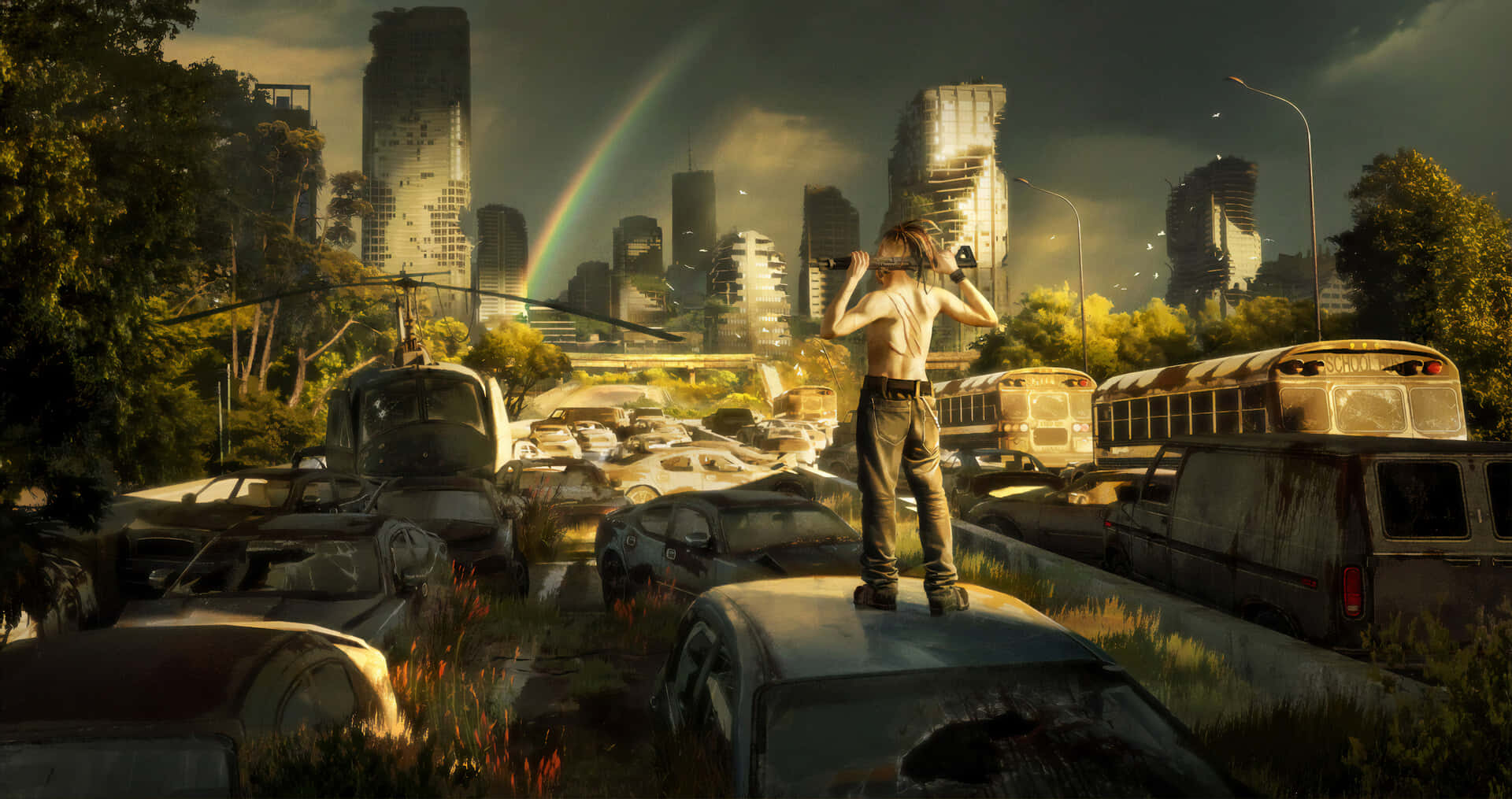 In The Post-apocalyptic World, Everything Is Unfamiliar And Filled With Danger Background