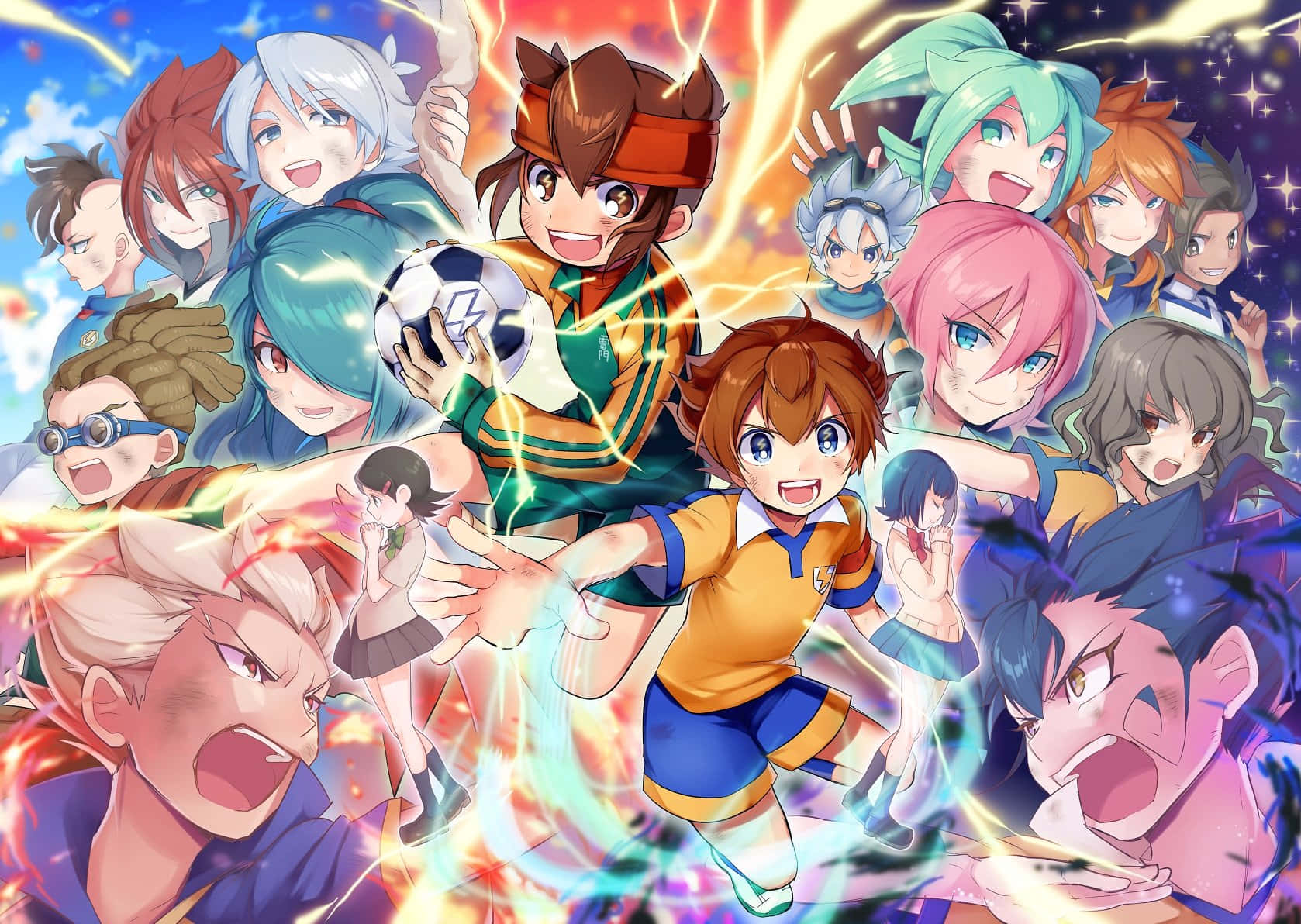 Inazuma Eleven Characters Collage Background