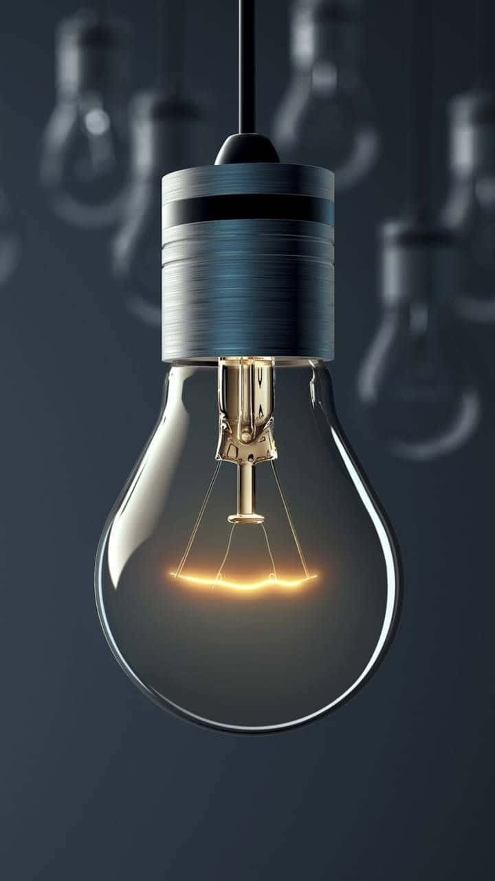 Incandescent Bulb With Gray Cap Background