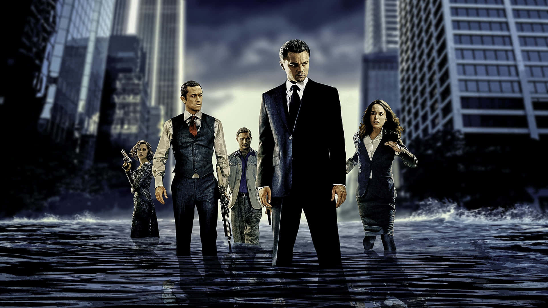 Inception Movie Cast Wading Water Background
