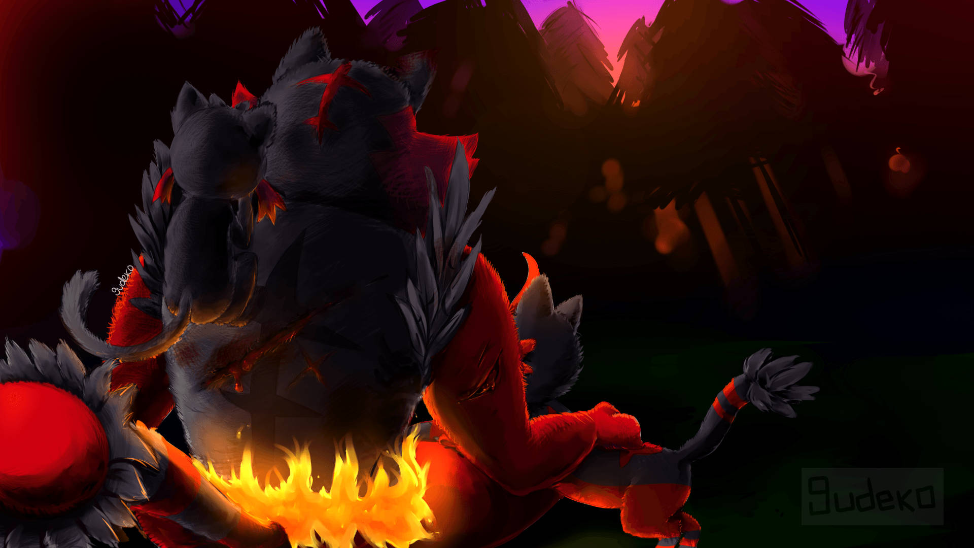 Incineroar And A Cat Background