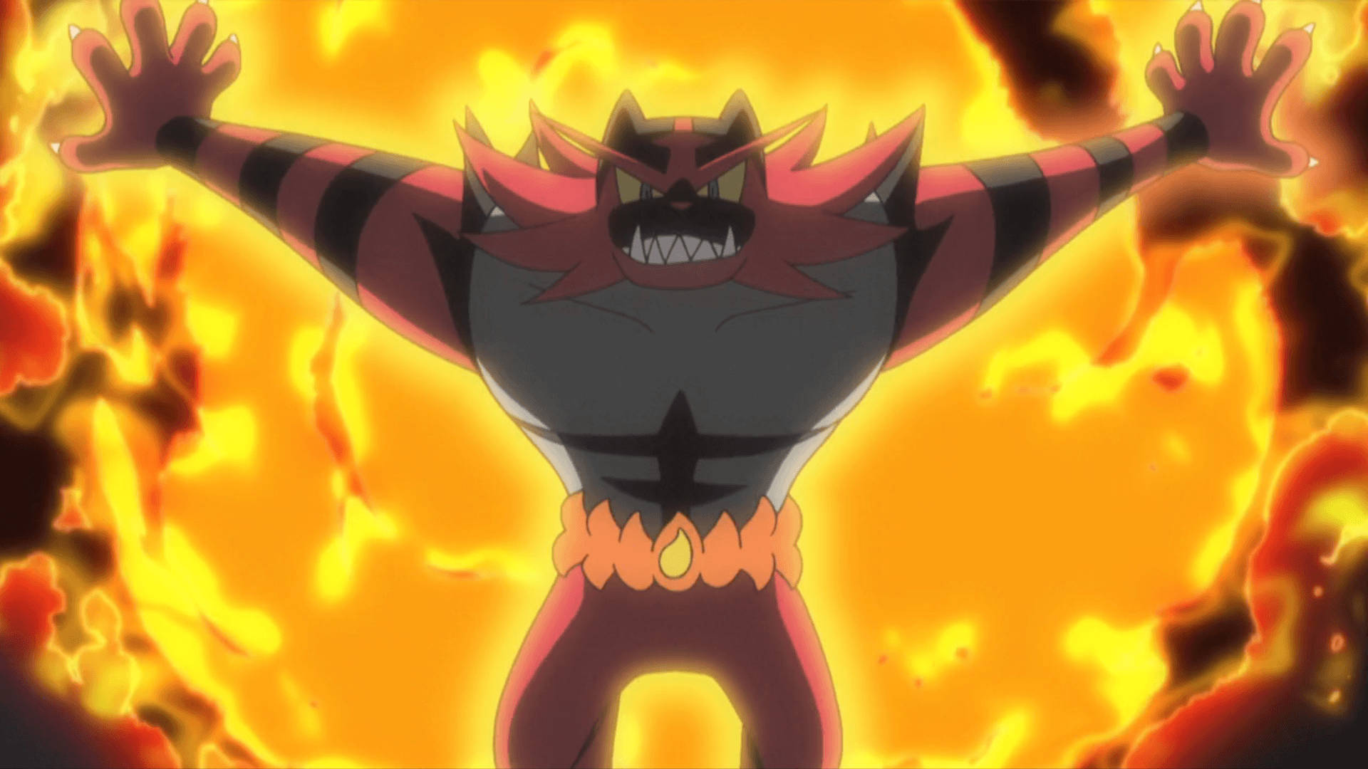 Incineroar On Fire Background