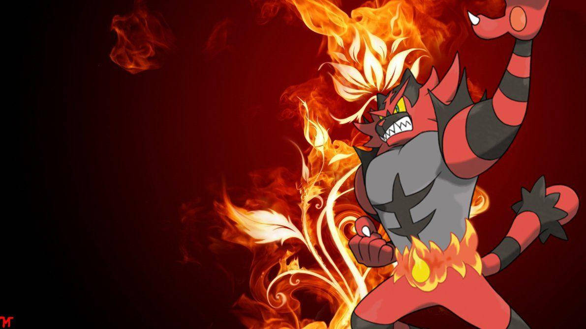 Incineroar Unleashing Power In Game Background