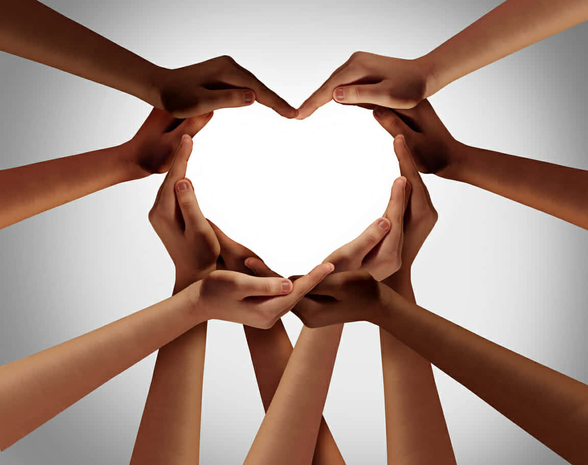 Inclusive Race With Hands Forming A Heart Background