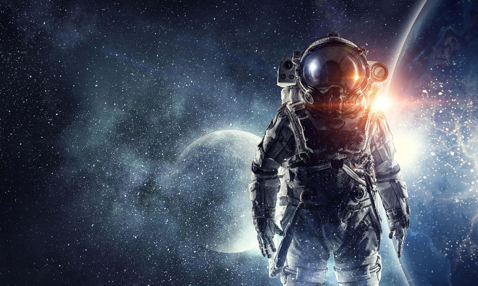 Incredible Astronaut Floating Through Space Background