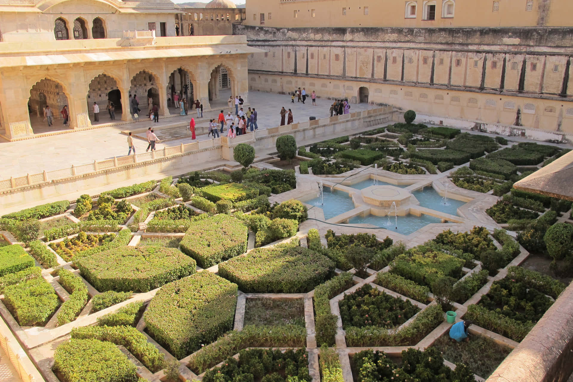 Incredible Design Of Amer Fort's Garden Background