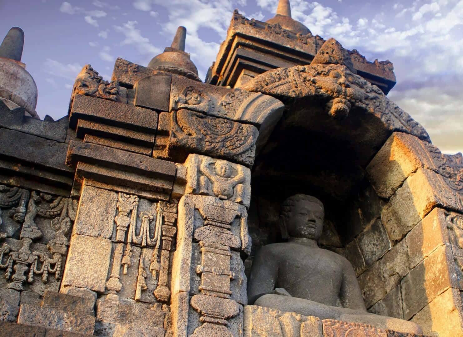 Incredible Sculpture Shown At Borobudur Temple Background