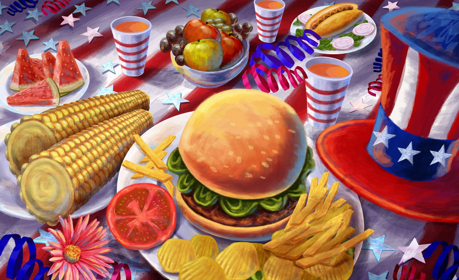 Independence Day Cookout Art Background
