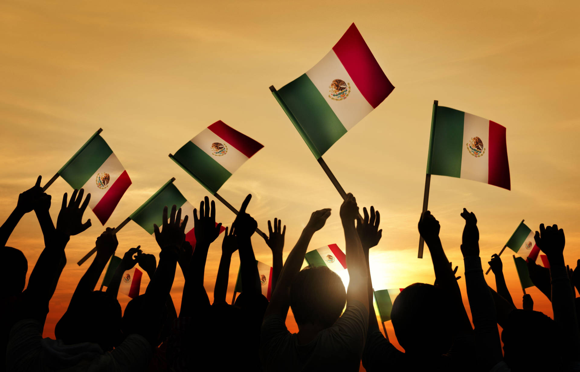 Independence Day Mexico Flags Background