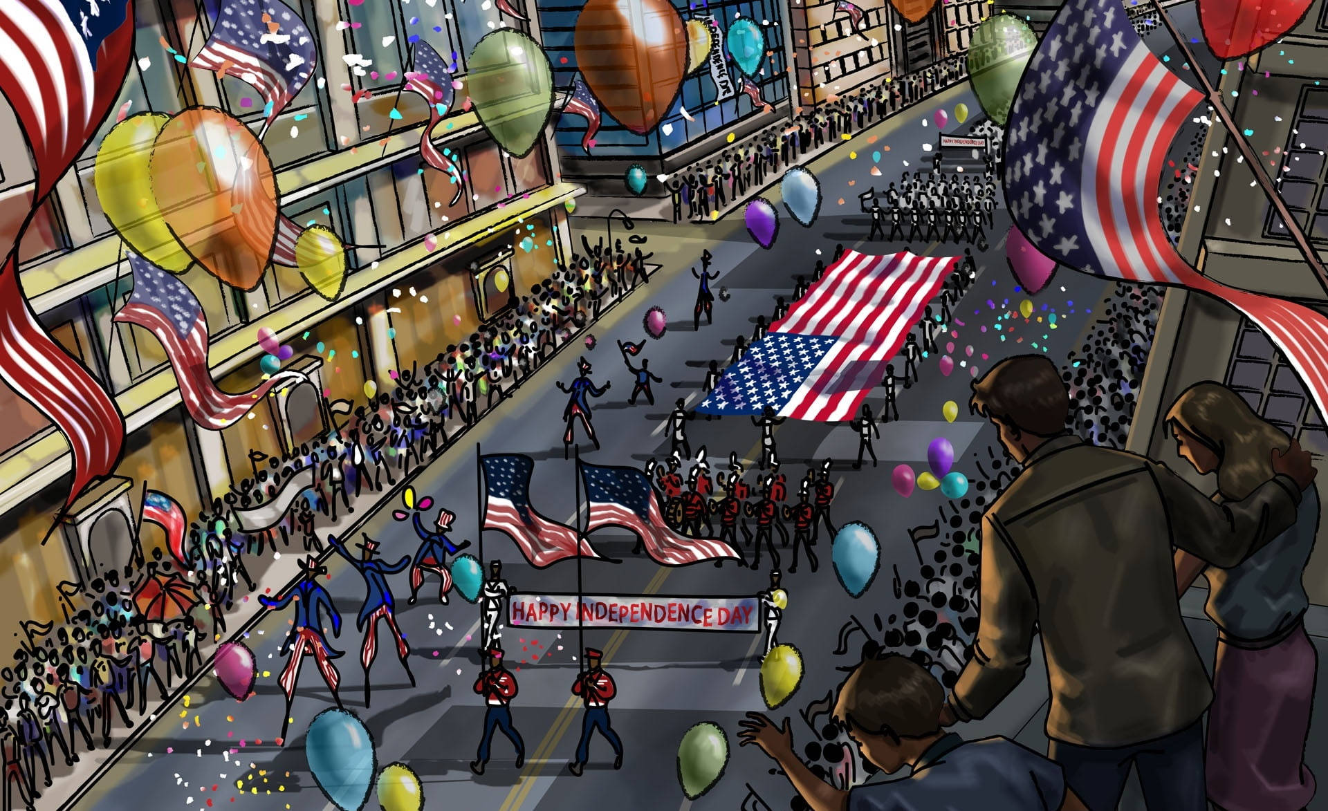 Independence Day Parade Art Background