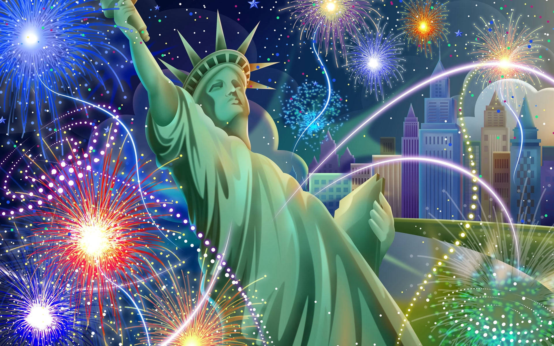 Independence Day Statue Of Liberty Art Background
