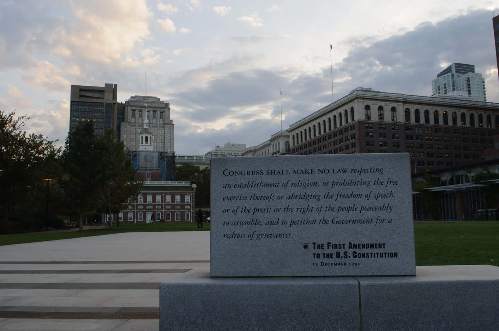 Independence Park First Amendment Plaque