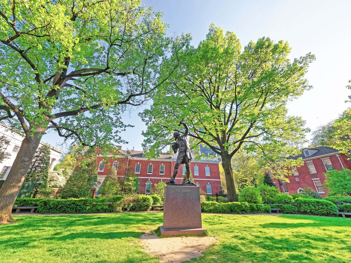 Independence Park Statue Springtime Background