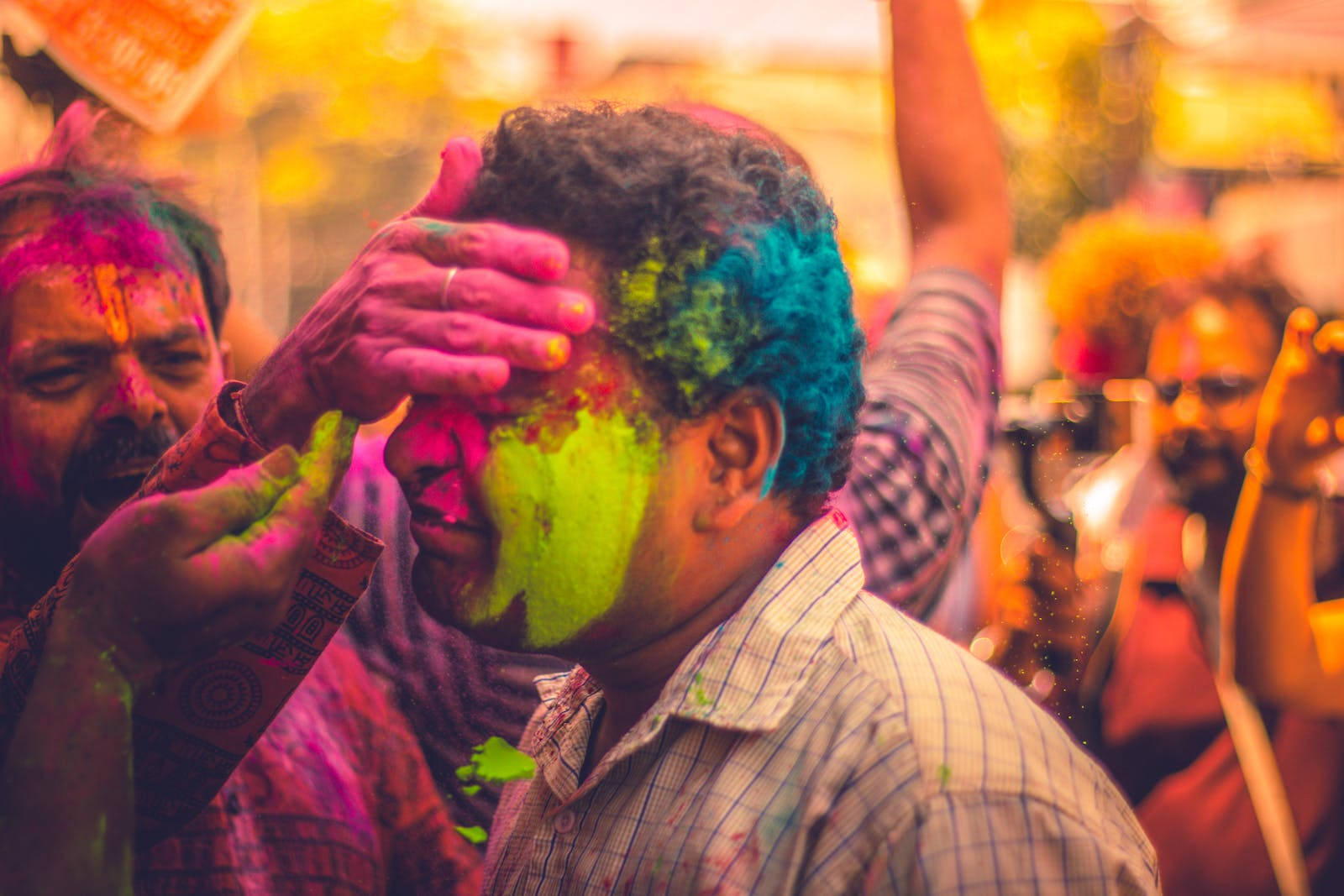 India Holi Painted Man Background