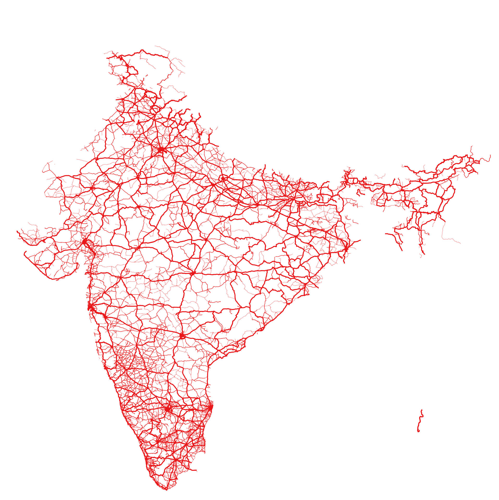 India Map Of Road Network Background