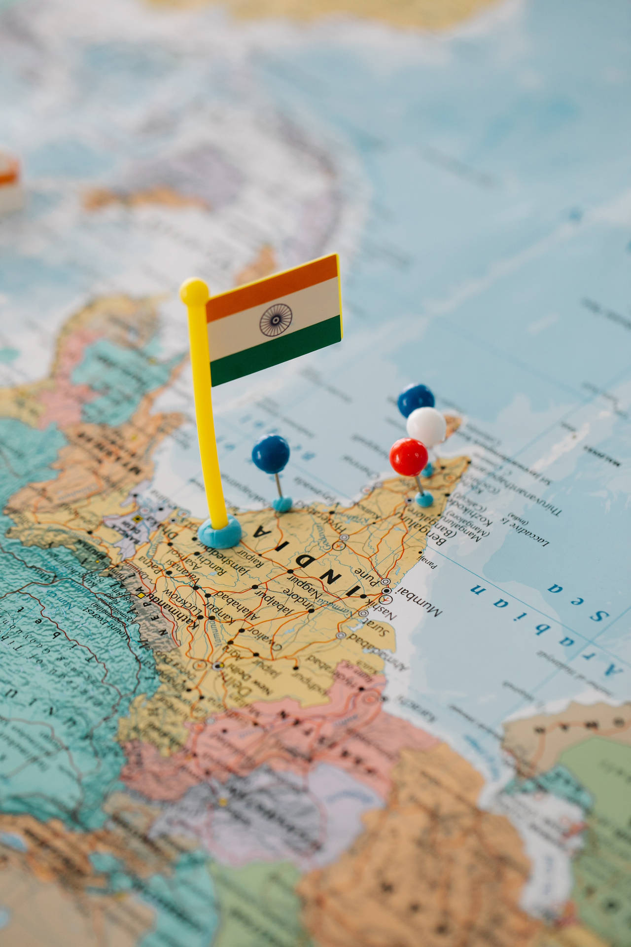 India Map With Flag Background