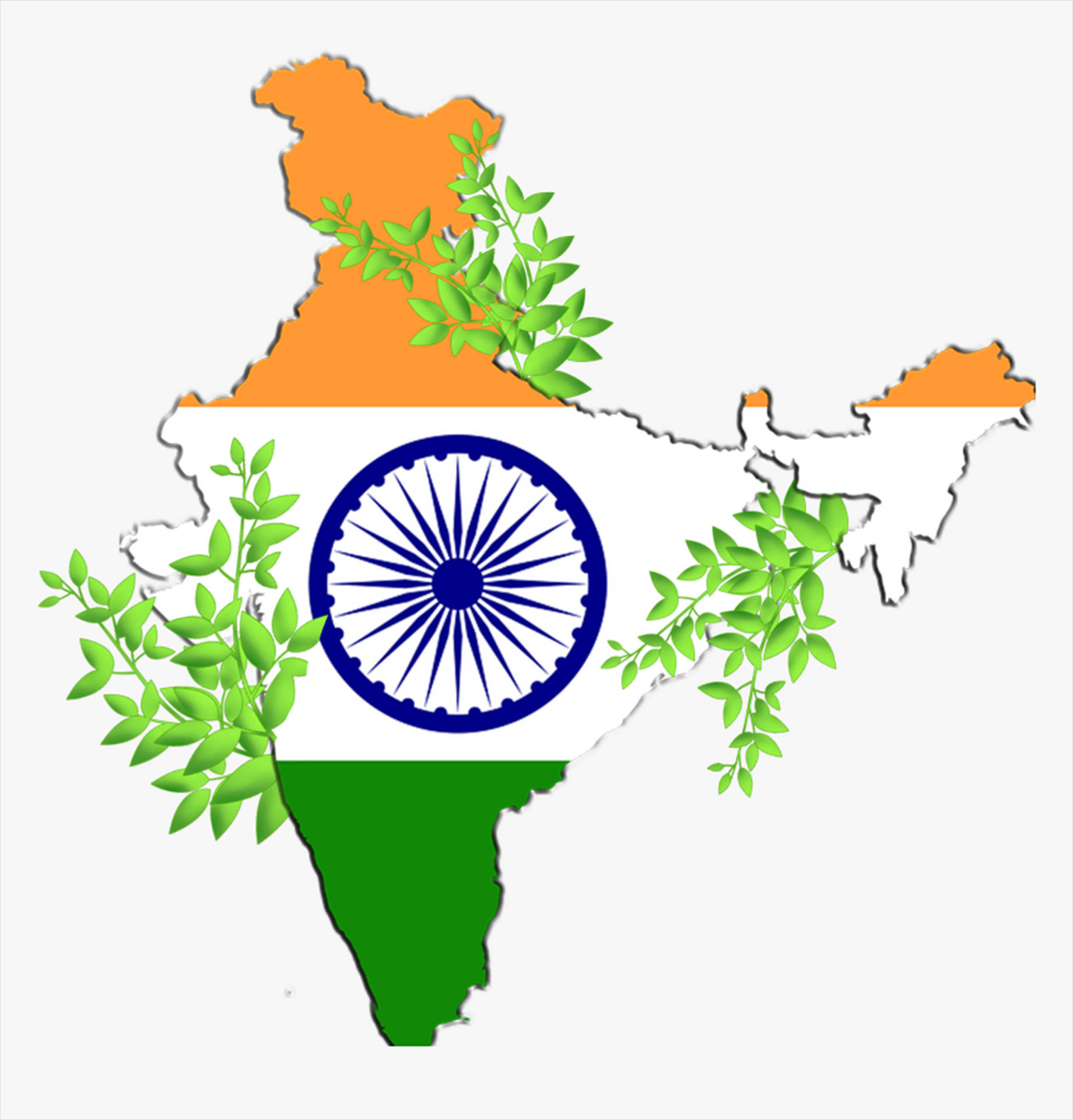 India Map With Leaves Background