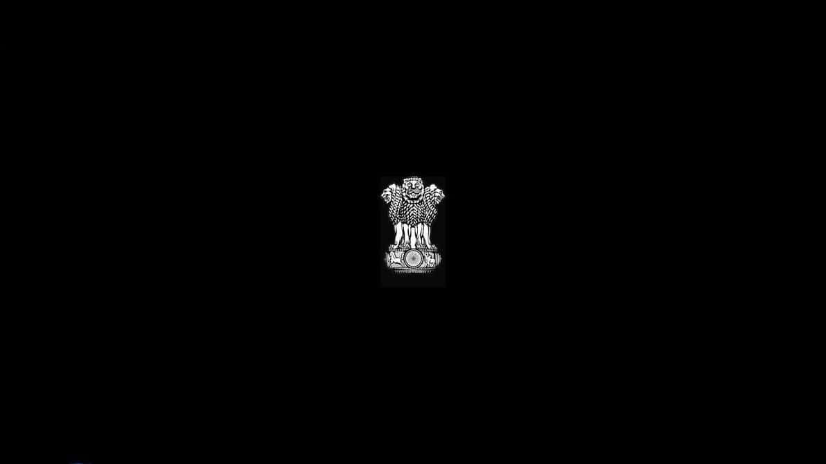 India State Emblem Black Background Background