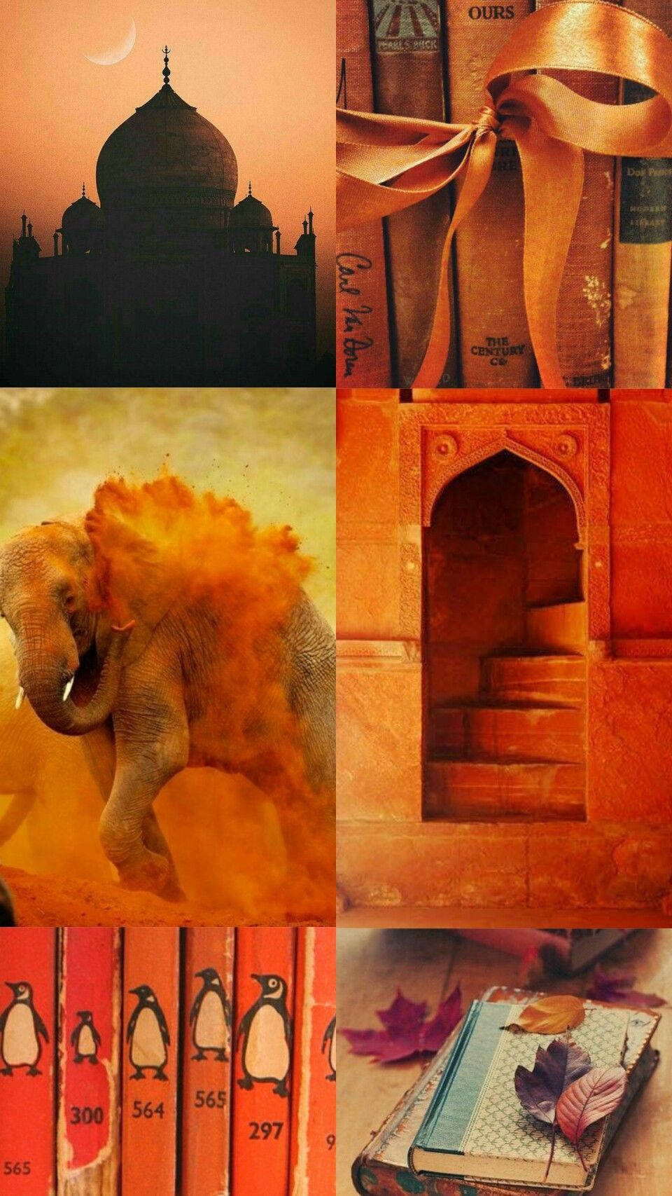 Indian Aesthetic Orange Collage Background
