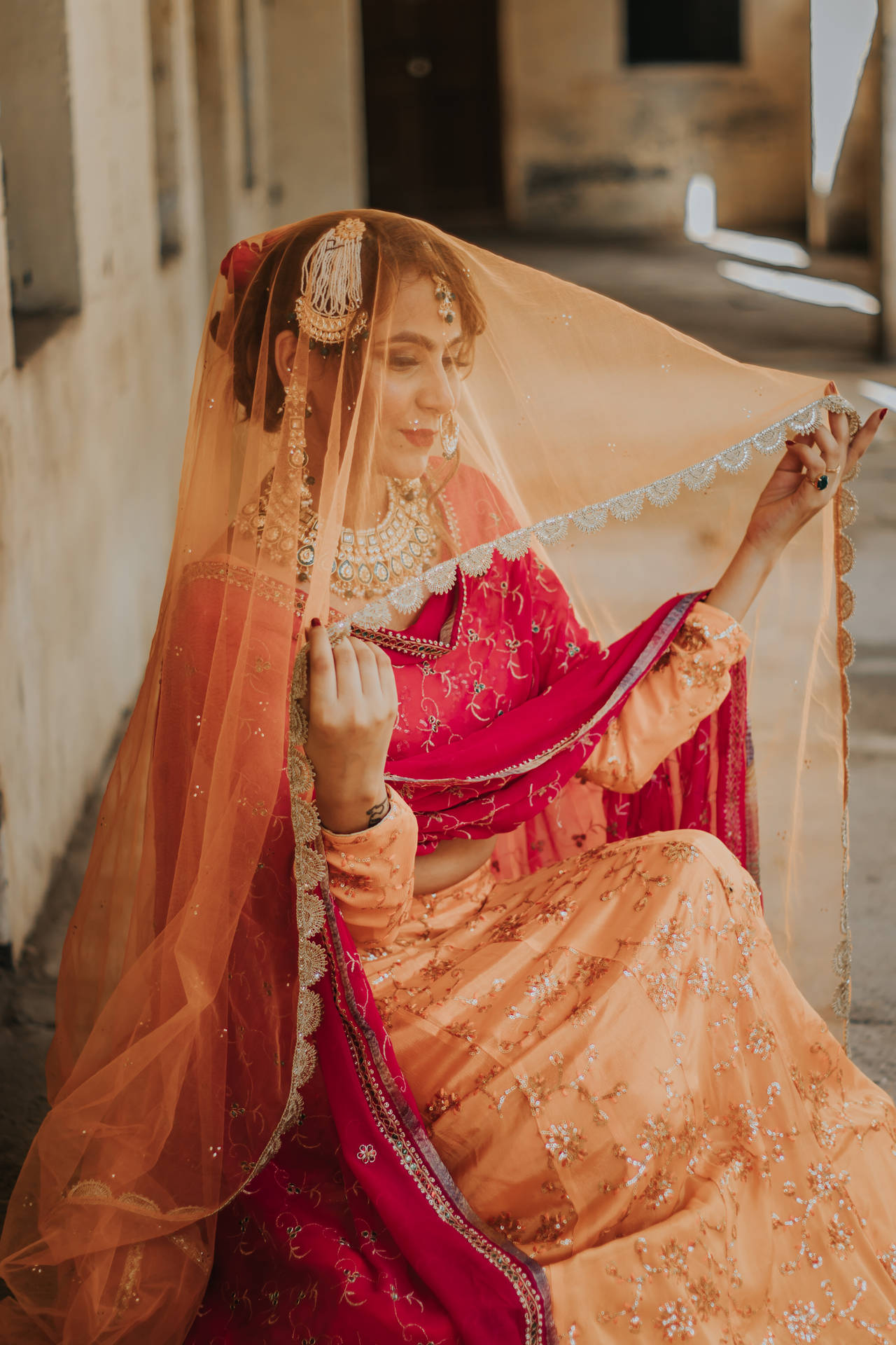 Indian Aesthetic Veiled Lady Background