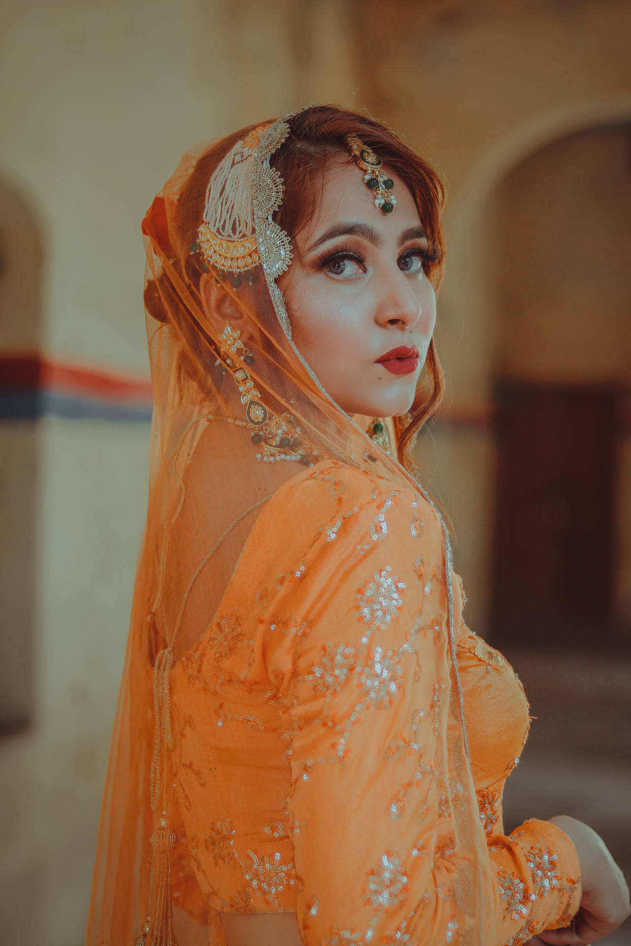 Indian Aesthetic Veiled Woman Background
