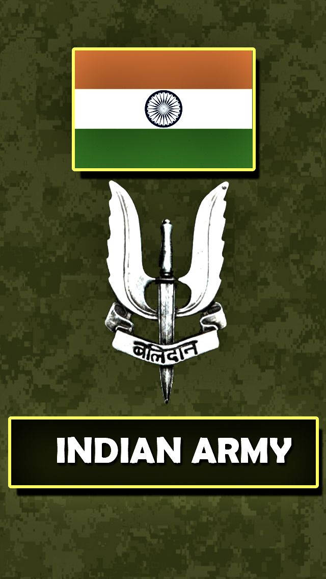 Indian Army Logo On A Pixelated Camouflage Background Background