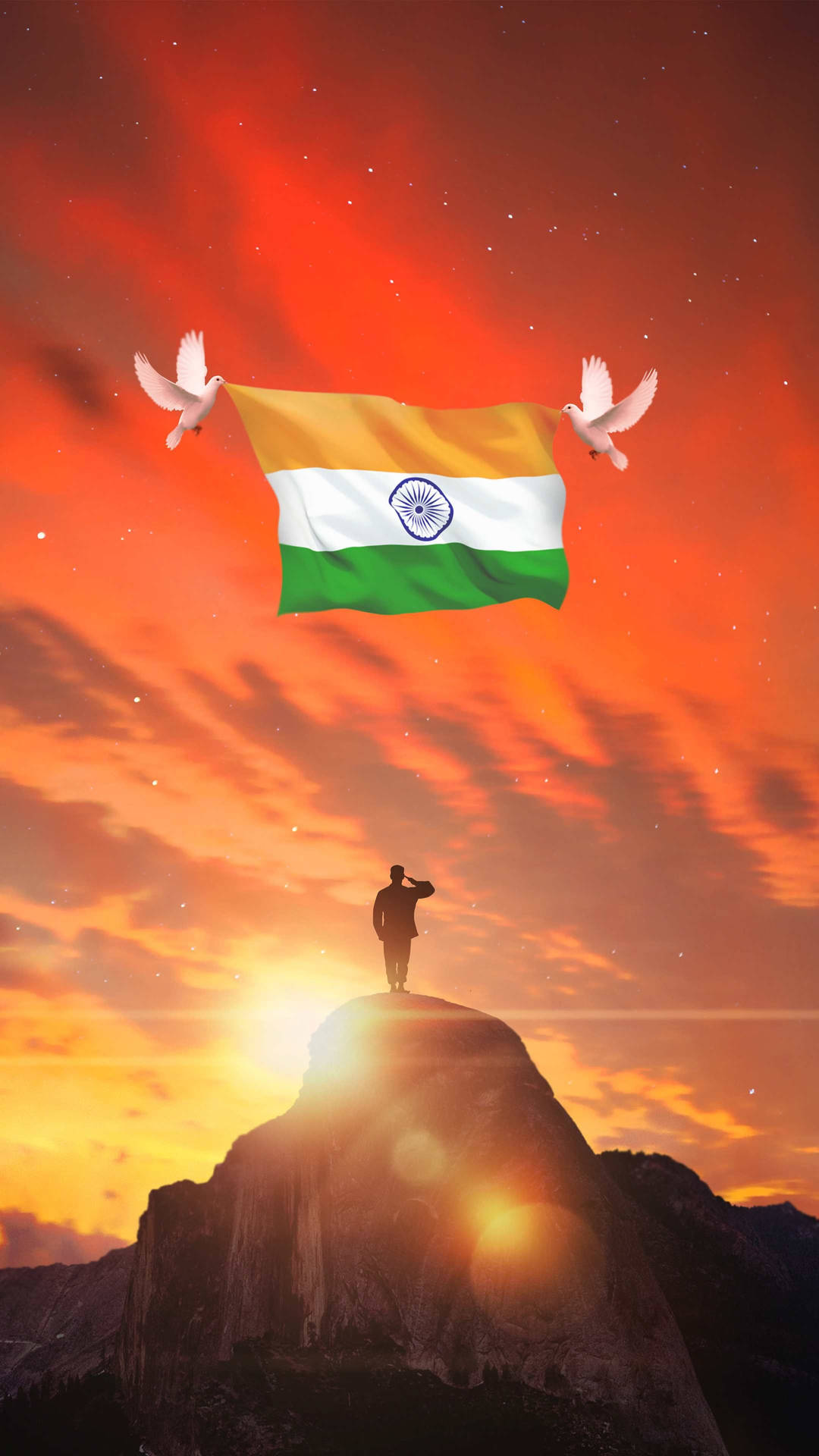 Indian Army With Flag Background
