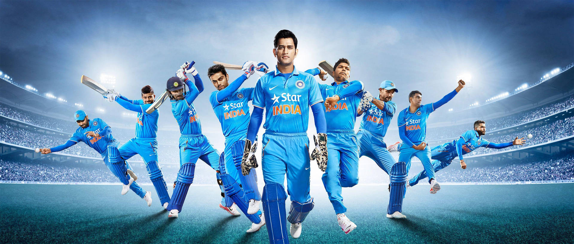 Indian Cricket Blue Theme Poster Background