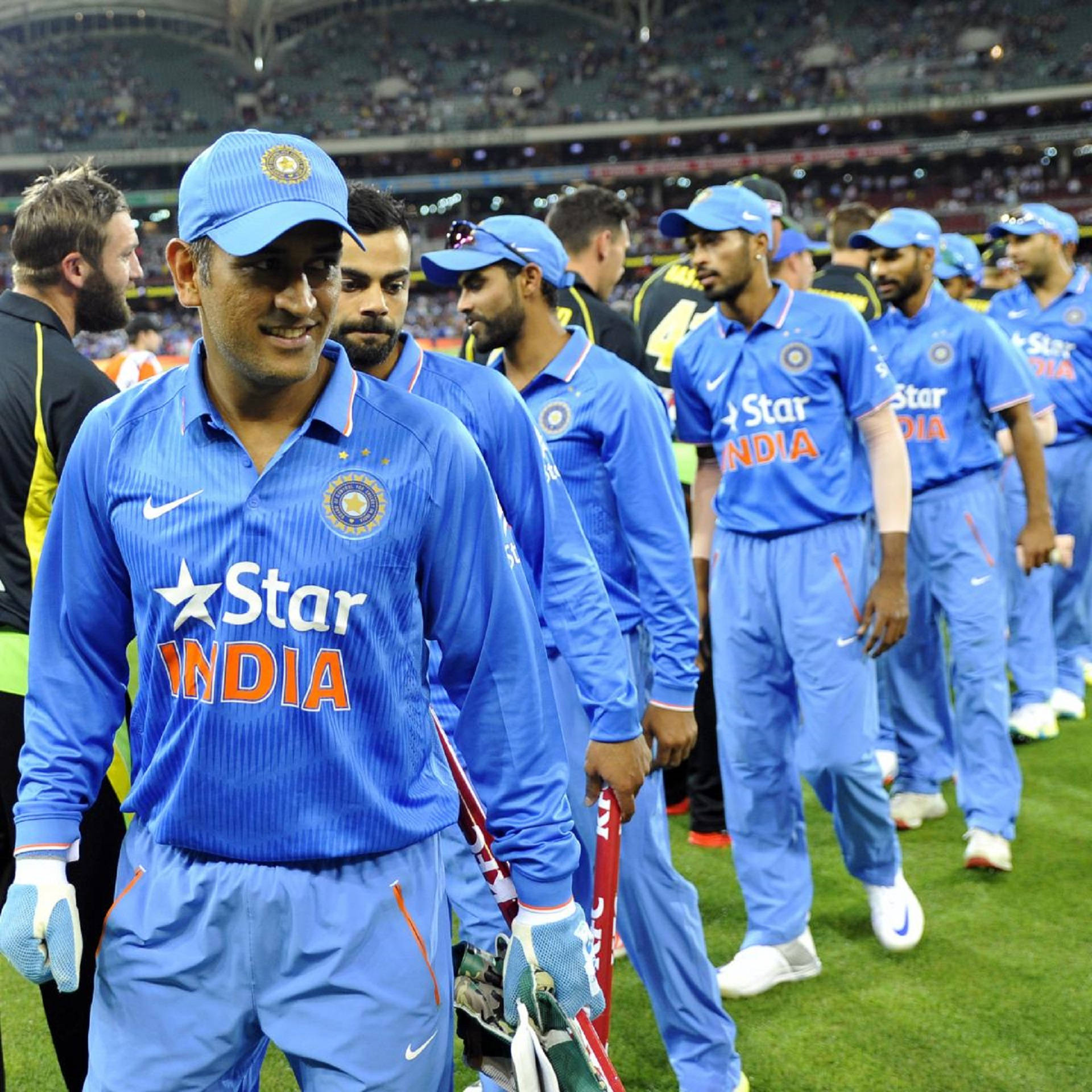 Indian Cricket Players Handshake Background