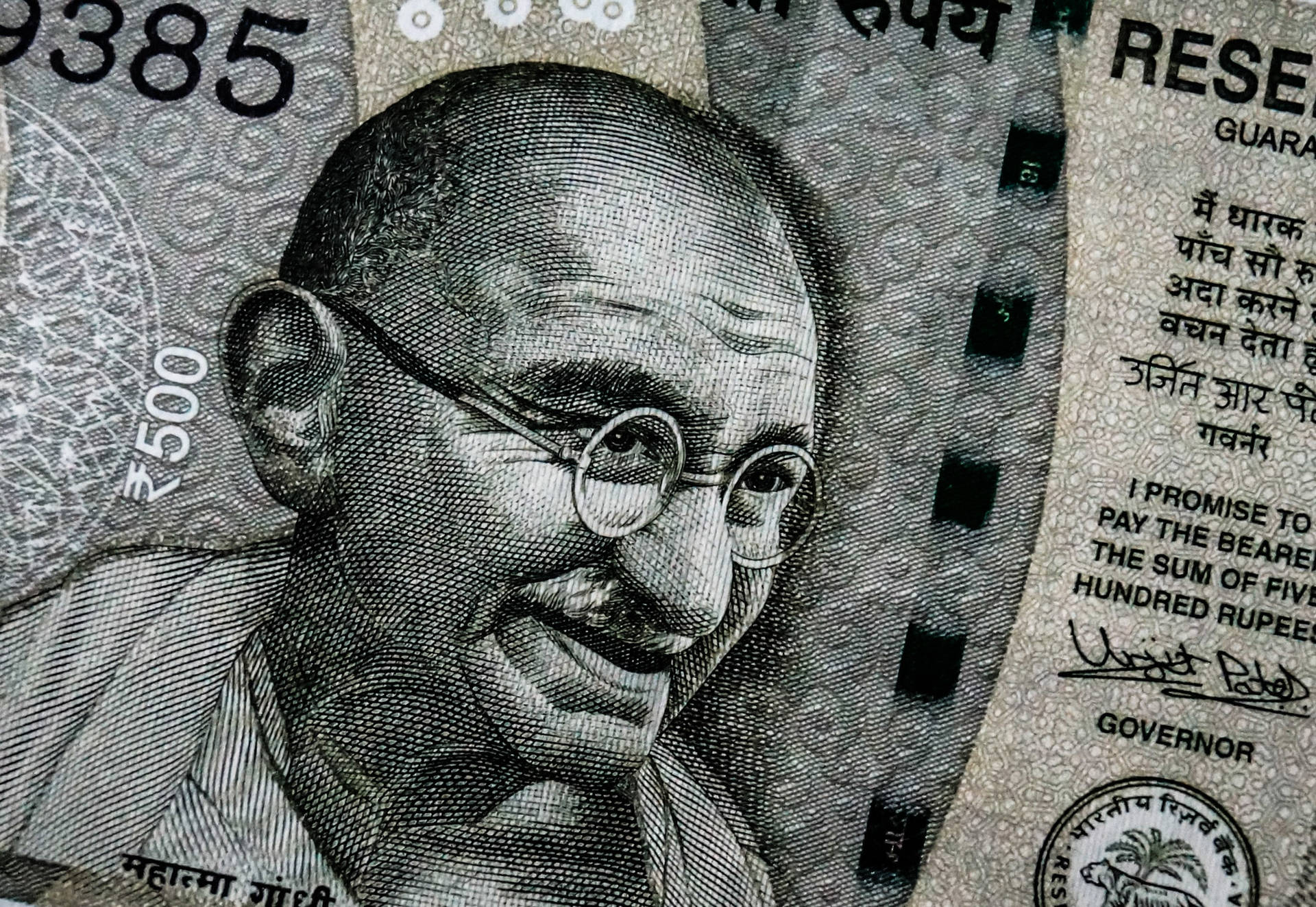 Indian Currency Gandhi Close-up Background