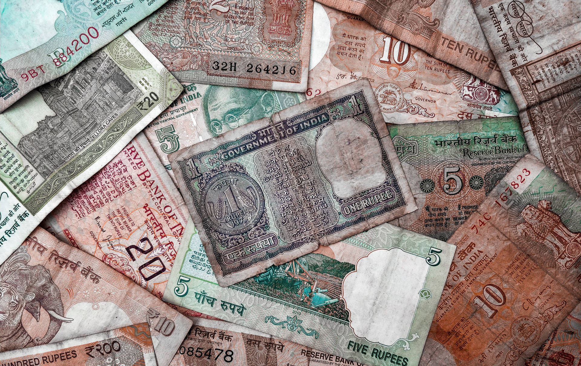 Indian Currency Old And Dirty Background